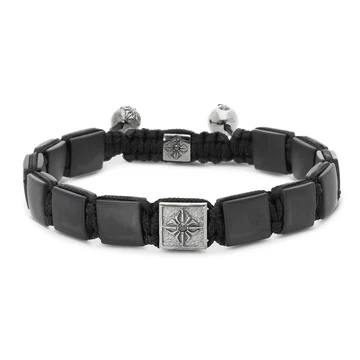 SHAMBALLA® Braided Bracelet — Black Onyx and Diamond Pavé, front view