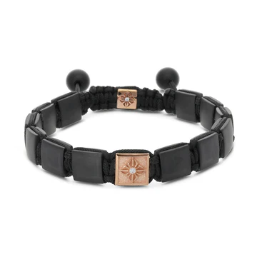 SHAMBALLA® Braided Bracelet — Turquoise and Diamond, front view